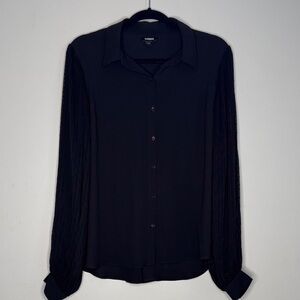 Express Black Long Sleeve Shirt with puffy sheer sleeves